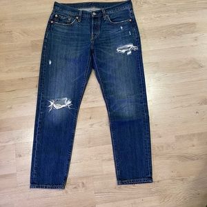 Levi’s 501 Dark Wash Distressed Jeans Size 27